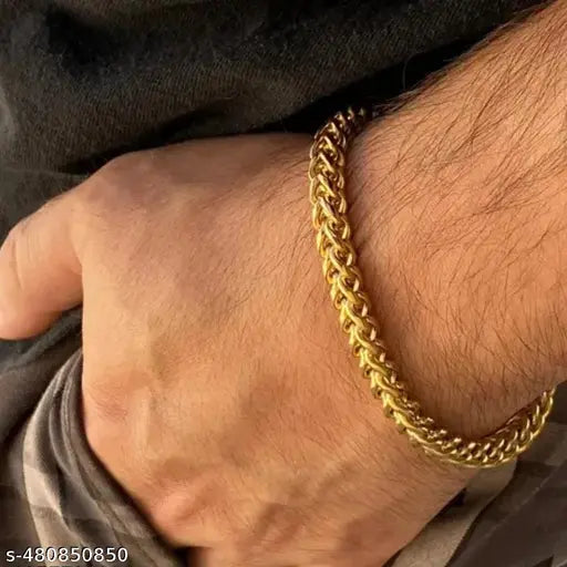 PS Charm gold bracelet/Band/ Fancy gold Stainless Steel Cuban Chain Breclet for Men & Boys - Stylish & Trendy Heavy Metal Party Wear Hand Mens Bracelet