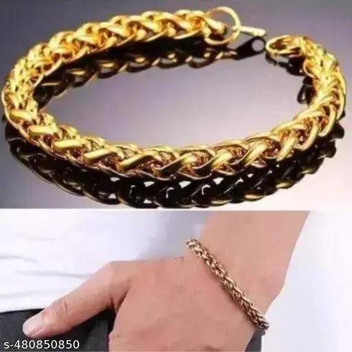 PS Charm gold bracelet/Band/ Fancy gold Stainless Steel Cuban Chain Breclet for Men & Boys - Stylish & Trendy Heavy Metal Party Wear Hand Mens Bracelet