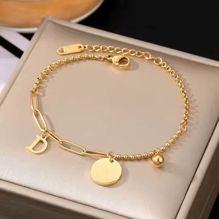 Fashion Jewelry Bracelets Women Wholesale Adjustable Designer Cuban Chain 18K Gold Plated Stainless Steel Bracelet