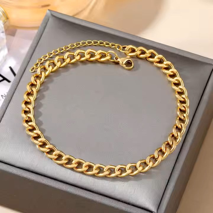 Fashion Jewelry Bracelets Women Wholesale Adjustable Designer Cuban Chain 18K Gold Plated Stainless Steel Bracelet