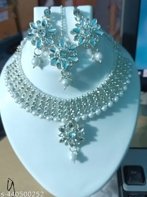 Rhodium Plated Jewellery Set White Austrian Diamond