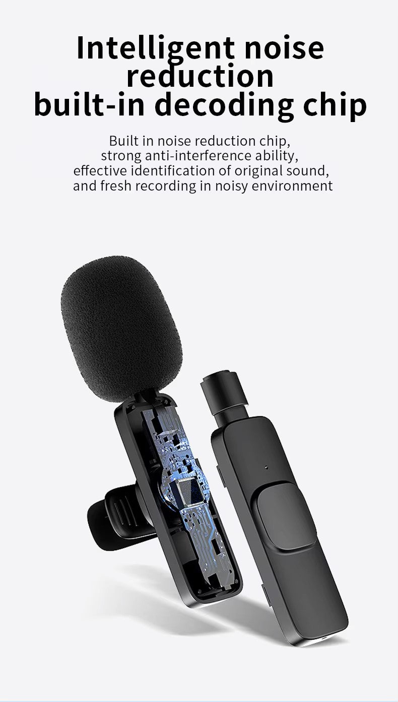 New Arrival voice recorder Microphone Lavalier 2-in-1 Portable Mini outdoor wireless recording microphone