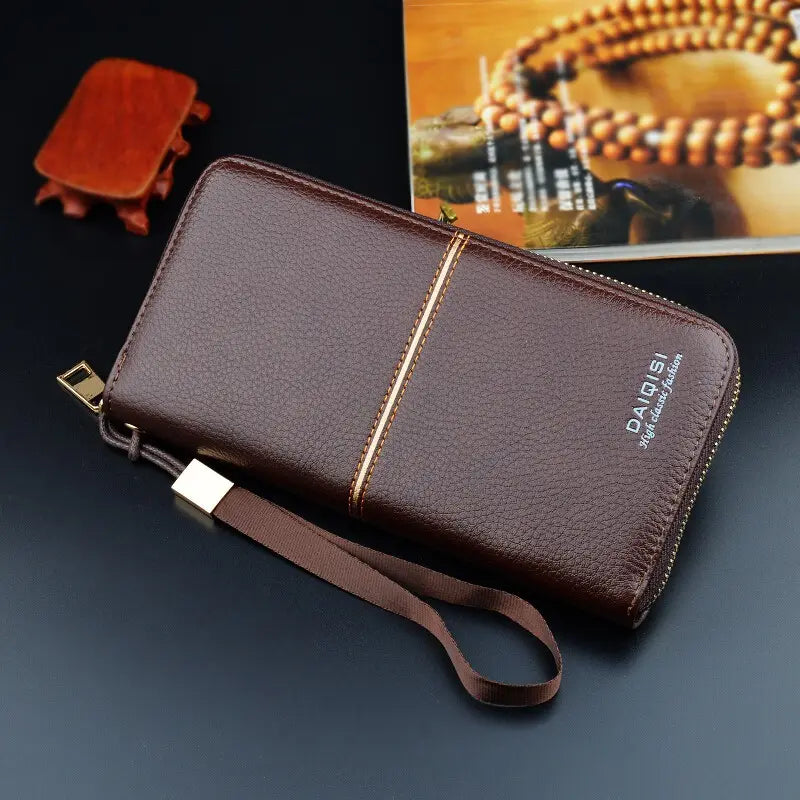 fashionable manufacturers premium designer slim luxury card money holder purse long leather unisex wallet with strap