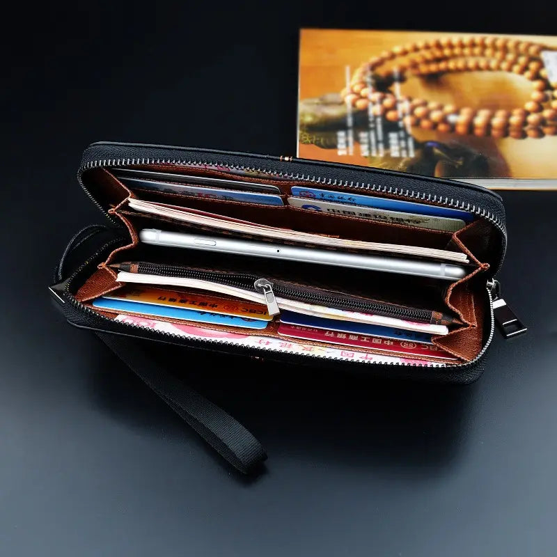 fashionable manufacturers premium designer slim luxury card money holder purse long leather unisex wallet with strap