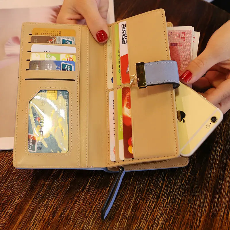 Fashion Pu Leather Women's Long Wallet High Quality Cheap Ladies Clutch Purse Card Metal Buckle Multi-Card Woman's Coin Wallets