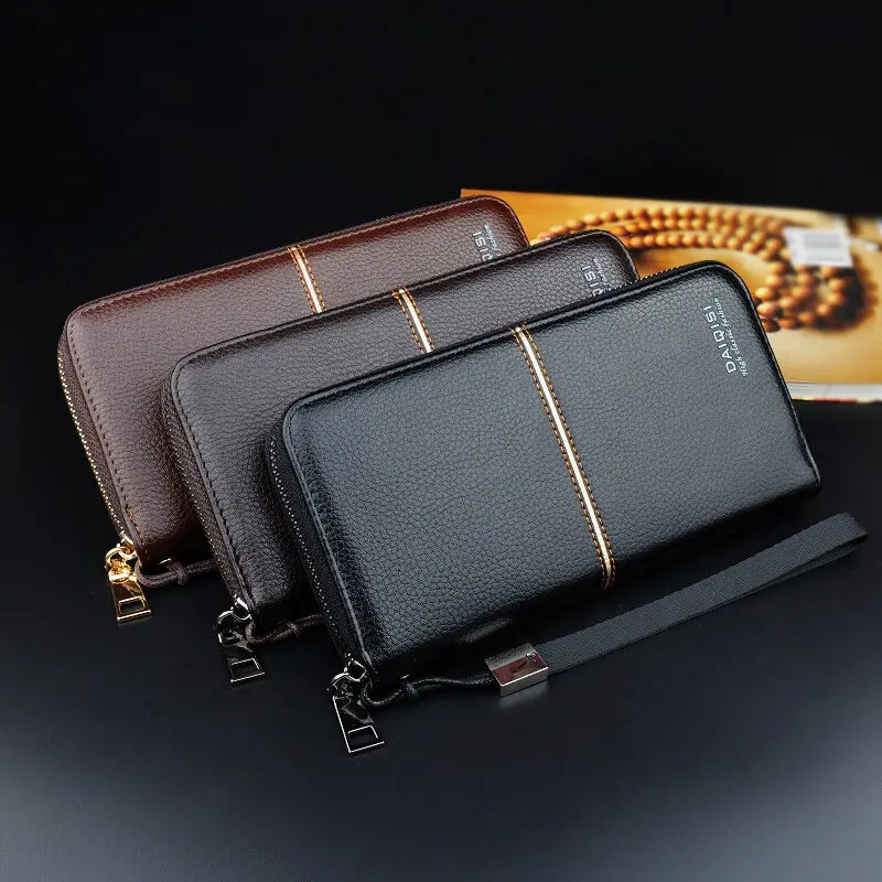 fashionable manufacturers premium designer slim luxury card money holder purse long leather unisex wallet with strap