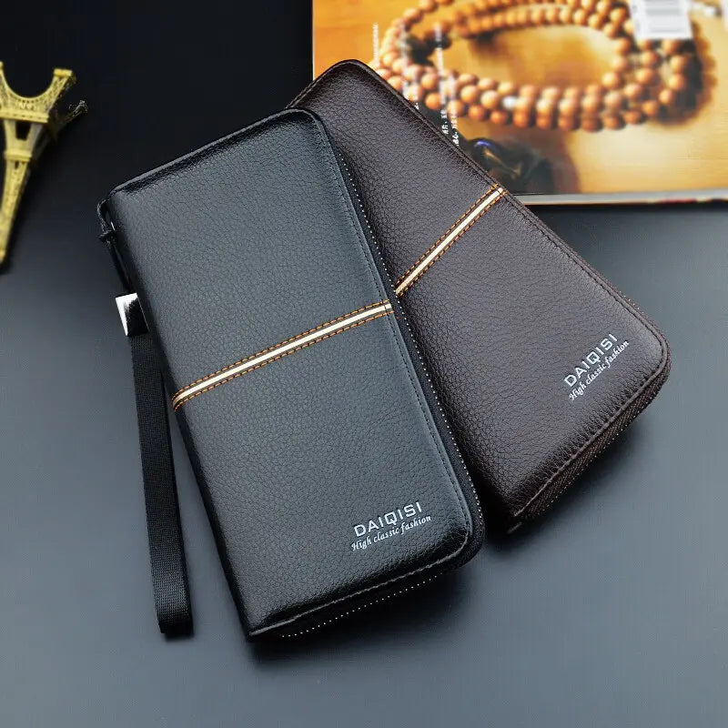 fashionable manufacturers premium designer slim luxury card money holder purse long leather unisex wallet with strap